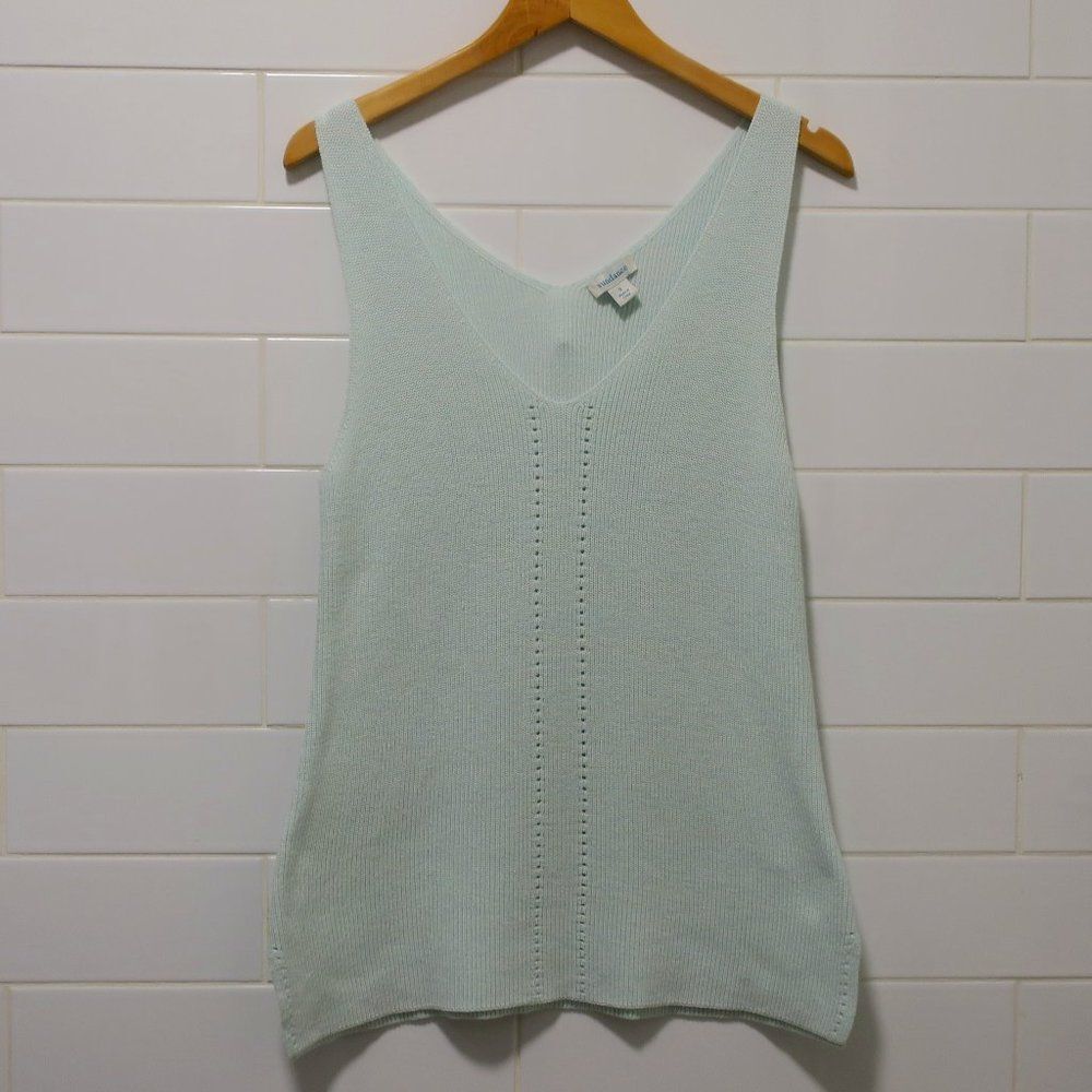 SUNDANCE BAYLEE KNIT SWEATER VEST sleeveless blue S vneck breezy coastal beach